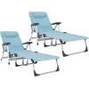imageGoplus Chaise Lounge Chair Folding Outdoor Patio Lounger with Cup Holder ampamp Detachable Headrest Comfortable for Garden Beach Pool Sunbathing 7Position Adjustable 1 BlueBlue