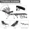 imageGoplus Chaise Lounge Chair Folding Outdoor Patio Lounger with Cup Holder ampamp Detachable Headrest Comfortable for Garden Beach Pool Sunbathing 7Position Adjustable 1 BlueGrey