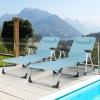imageGoplus Chaise Lounge Chair Folding Outdoor Patio Lounger with Cup Holder ampamp Detachable Headrest Comfortable for Garden Beach Pool Sunbathing 7Position Adjustable 1 BlueBlue