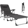imageGoplus Chaise Lounge Chair Folding Outdoor Patio Lounger with Cup Holder ampamp Detachable Headrest Comfortable for Garden Beach Pool Sunbathing 7Position Adjustable 1 BlueGrey