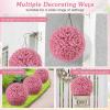 imageGoplus 175 Inch Topiary Balls Artificial Outdoor Set of 2 Faux Pink Eucalyptus Decorative Balls Fake Plant Sphere Round Artificial Plant Balls for Front Door Porch Backyard Home DcorPink