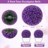 imageGoplus 175 Inch Topiary Balls Artificial Outdoor Set of 2 Faux Pink Eucalyptus Decorative Balls Fake Plant Sphere Round Artificial Plant Balls for Front Door Porch Backyard Home DcorPurple