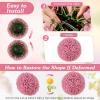 imageGoplus 175 Inch Topiary Balls Artificial Outdoor Set of 2 Faux Pink Eucalyptus Decorative Balls Fake Plant Sphere Round Artificial Plant Balls for Front Door Porch Backyard Home DcorPink