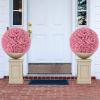 imageGoplus 175 Inch Topiary Balls Artificial Outdoor Set of 2 Faux Pink Eucalyptus Decorative Balls Fake Plant Sphere Round Artificial Plant Balls for Front Door Porch Backyard Home DcorPink