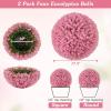 imageGoplus 175 Inch Topiary Balls Artificial Outdoor Set of 2 Faux Pink Eucalyptus Decorative Balls Fake Plant Sphere Round Artificial Plant Balls for Front Door Porch Backyard Home DcorPink