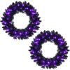 imageGoplus 24 Black Christmas Wreath Prelit Artificial Halloween Wreath w 35 Purple LED Lights Builtin Waterproof Timer Front Door Wreath for Indoor Outdoor Home Party DecorationBlack