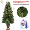 imageGoplus 4 FT Christmas Tree PreLit Tabletop Artificial Entrance Tree with 60 Led Lights Gold Urn Base Pine Cones and Red Berries 4 FT Led Light