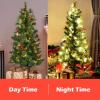 imageGoplus 4 FT Christmas Tree PreLit Tabletop Artificial Entrance Tree with 60 Led Lights Gold Urn Base Pine Cones and Red Berries 4 FT Led Light