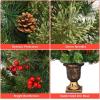 imageGoplus 4 FT Christmas Tree PreLit Tabletop Artificial Entrance Tree with 60 Led Lights Gold Urn Base Pine Cones and Red Berries 4 FT Led Light
