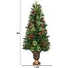 imageGoplus 4 FT Christmas Tree PreLit Tabletop Artificial Entrance Tree with 60 Led Lights Gold Urn Base Pine Cones and Red Berries 4 FT Led Light