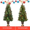 imageGoplus 4 FT Christmas Tree PreLit Tabletop Artificial Entrance Tree with 60 Led Lights Gold Urn Base Pine Cones and Red Berries 4 FT Led Light