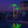 imageGoplus 5FT Lighted Palm Trees for Outside Patio Tropical Light Up LED Artificial Fake Trees with 198 LED Lights Christmas Palm Tree for Outdoor Indoor Holiday Backyard Poolside Garden Decor5ft