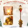 imageGoplus 61 FT Christmas Prelit Street Lamp Holiday Lamp Post with Artificial Greenery Snowflocked Branch Tips White Berries ampamp Pinecones LED Lights Seasonal Decoration for Fireplace Porch Yard