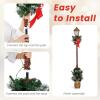 imageGoplus 61 FT Christmas Prelit Street Lamp Holiday Lamp Post with Artificial Greenery Snowflocked Branch Tips White Berries ampamp Pinecones LED Lights Seasonal Decoration for Fireplace Porch Yard