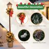 imageGoplus 61 FT Christmas Prelit Street Lamp Holiday Lamp Post with Artificial Greenery Snowflocked Branch Tips White Berries ampamp Pinecones LED Lights Seasonal Decoration for Fireplace Porch Yard