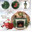 imageGoplus Prelit Holiday Christmas 4Piece Set Christmas Garland Wreath and Set of 2 Entrance Trees with LED Lights Artificial Christmas Tree Celebrating Set