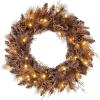 imageGoplus 24 Black Christmas Wreath Prelit Artificial Halloween Wreath w 35 Purple LED Lights Builtin Waterproof Timer Front Door Wreath for Indoor Outdoor Home Party DecorationBrown
