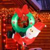 imageGoplus 72 Ft Animated Inflatable Santa on Plane Lighted Christmas Santa Claus ampamp Plane with Spinning Propeller Bright LED Lights Prelit Blow up Yard Decoration for Lawn Garden IndoorsSanta w Wreath