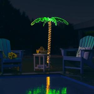 imageGoplus 5FT Lighted Palm Trees for Outside Patio Tropical Light Up LED Artificial Fake Trees with 198 LED Lights Christmas Palm Tree for Outdoor Indoor Holiday Backyard Poolside Garden Decor5ft