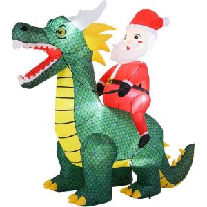 imageGoplus 72 Ft Animated Inflatable Santa on Plane Lighted Christmas Santa Claus ampamp Plane with Spinning Propeller Bright LED Lights Prelit Blow up Yard Decoration for Lawn Garden IndoorsSanta  Dragon
