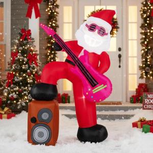 imageGoplus 72 Ft Animated Inflatable Santa on Plane Lighted Christmas Santa Claus ampamp Plane with Spinning Propeller Bright LED Lights Prelit Blow up Yard Decoration for Lawn Garden IndoorsRocking Santa