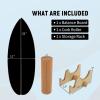 imageGoplus Balance Board Trainer for Adults Wooden Balancing Board with Cork Roller and Storage Rack to Exercise and Build Core Strength Wobble Board for Skateboard SnowboardBlack  Natural