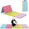 imageGoplus Gymnastics Mat 6x4 3Panel66x25 5Panel Folding Tumbling Mat wCarrying Handles HookampampLoop Fastener Portable PU Leather Rainbow Exercise Mat for Home Gym Aerobics Yoga5Panel  5 Color  Pastel Set