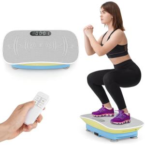 imageGoplus Vibration Plate Exercise Machine Vibrating Platform for Lymphatic Drainage wRemote LED Display Home Workout Full Body Shake Board for Weight LossGrayBlue