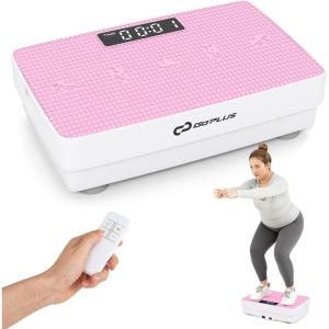 imageGoplus Vibration Plate Exercise Machine Vibrating Platform for Lymphatic Drainage wRemote LED Display Home Workout Full Body Shake Board for Weight LossPinkWhite