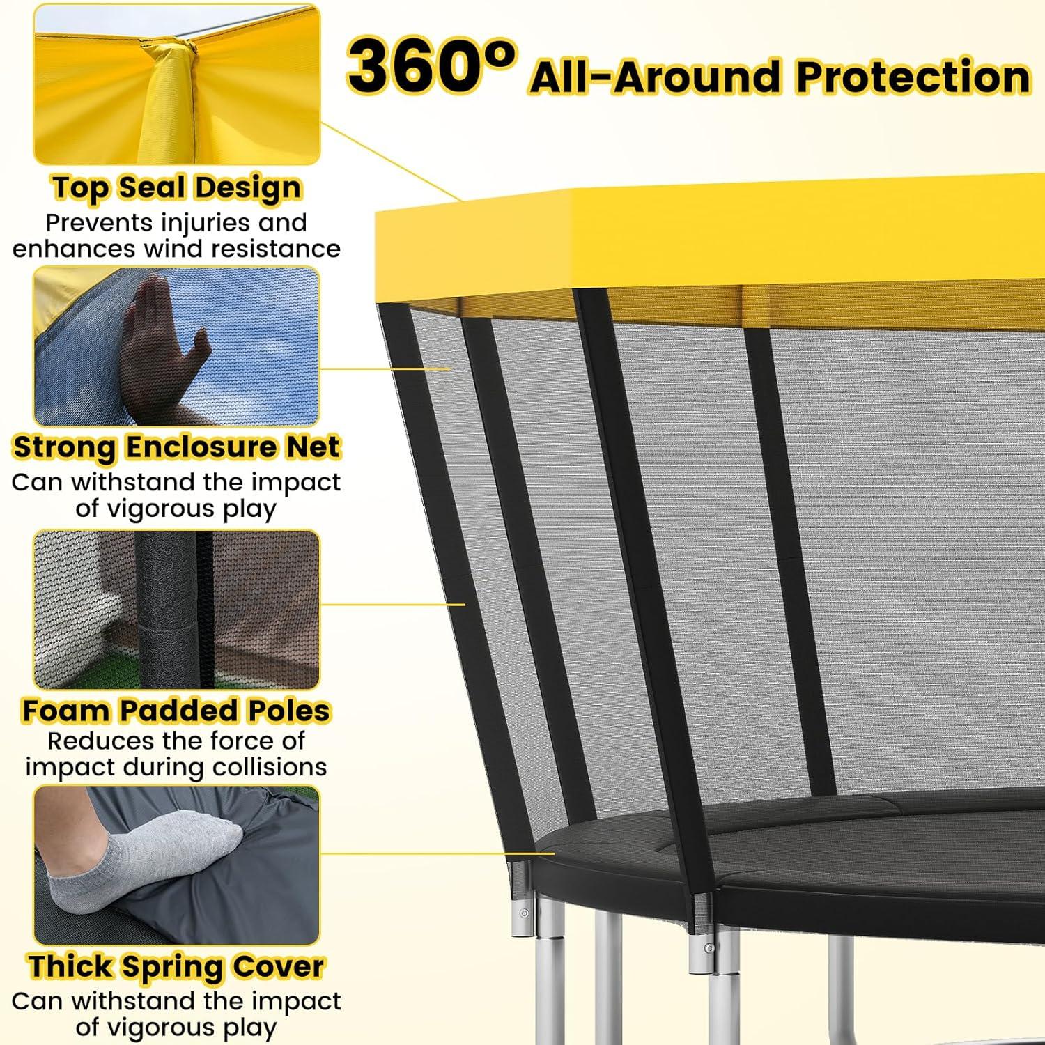 imageGoplus 15FT 16FT Outdoor Trampoline ASTM Approved Recreational Toddler Trampoline with NonSlip Ladder Enclosure Safety Net Gift for Kids Adults Family Backyard Fun Max Load 500LBS16FT