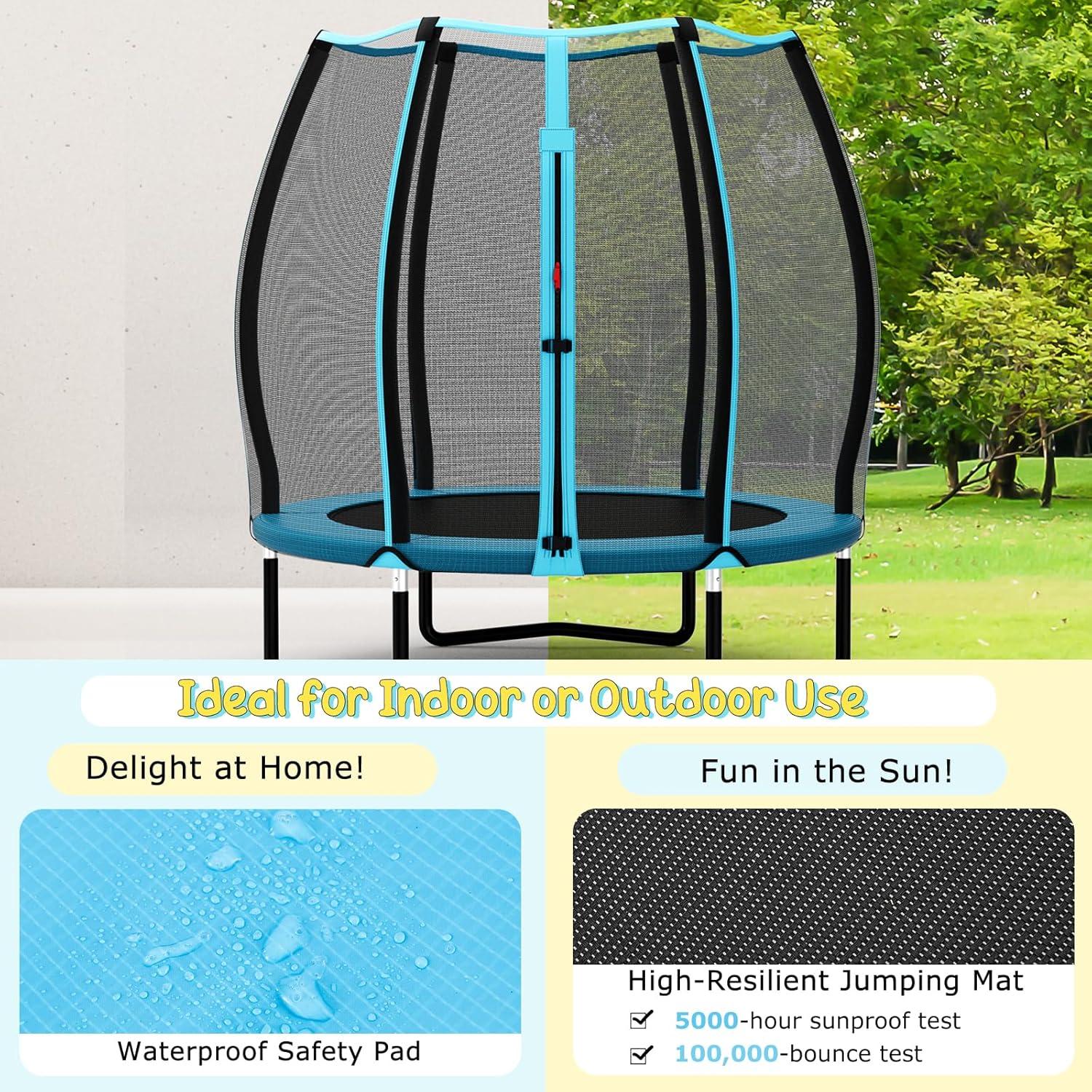 imageGoplus 55quot Trampoline for Kids ASTM Approved Mini Toddler Trampoline wEnclosure Safety Net NoGap Safe Design 45 FT Indoor Outdoor Small Recreational Rebounder for Boys Girls