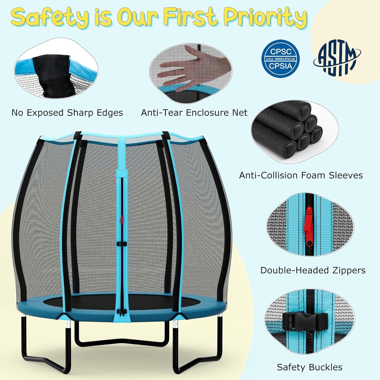 imageGoplus 55quot Trampoline for Kids ASTM Approved Mini Toddler Trampoline wEnclosure Safety Net NoGap Safe Design 45 FT Indoor Outdoor Small Recreational Rebounder for Boys Girls