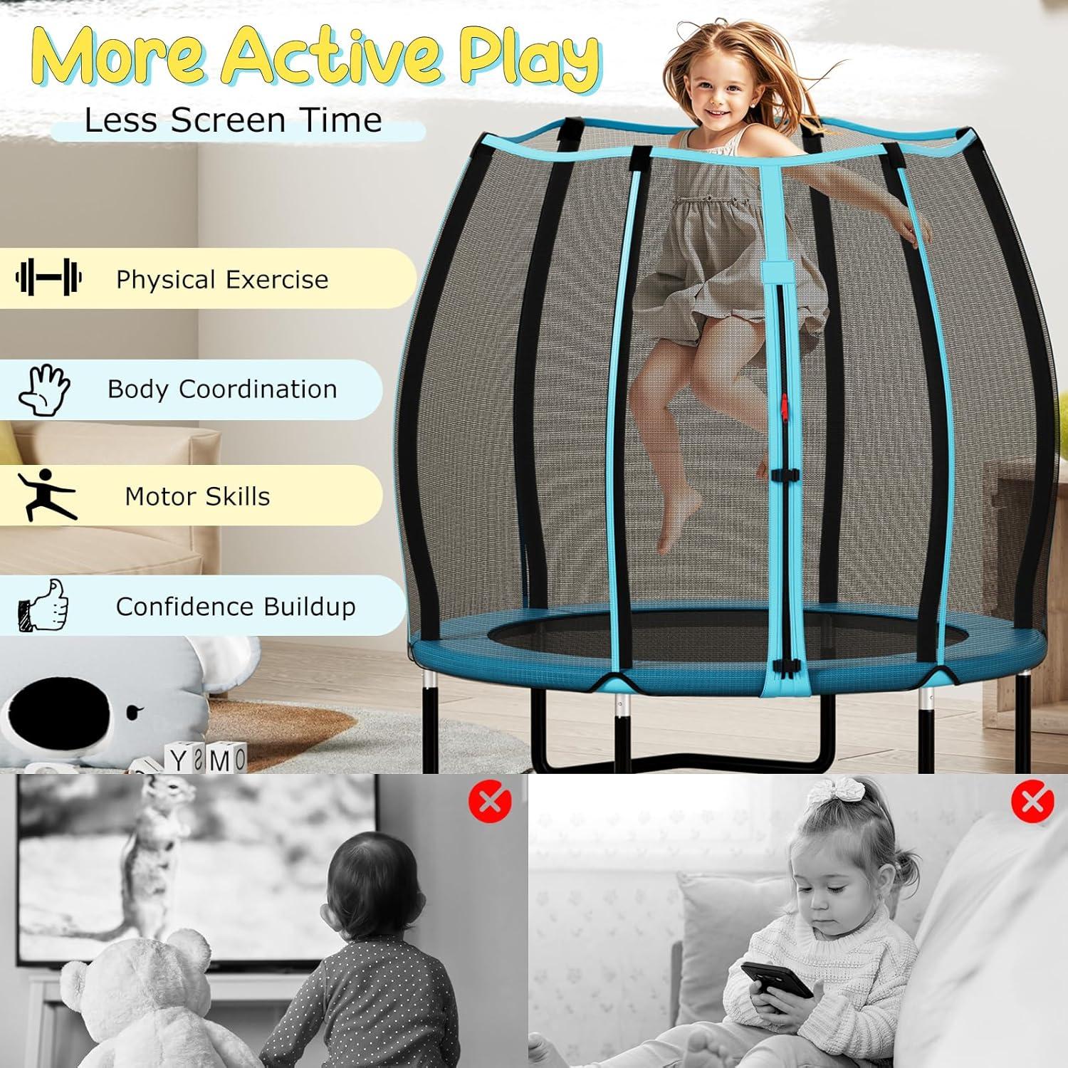 imageGoplus 55quot Trampoline for Kids ASTM Approved Mini Toddler Trampoline wEnclosure Safety Net NoGap Safe Design 45 FT Indoor Outdoor Small Recreational Rebounder for Boys Girls