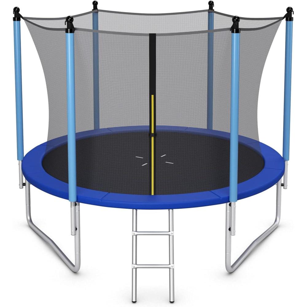 imageGoplus Kids Trampoline 8FT 10FT 12FT 14FT 15FT 16FT ASTM Approved Recreational Outdoor Trampolines WEnclosure Net Ladder Big Trampoline for Backyard Kids AdultsInternalNet10FT