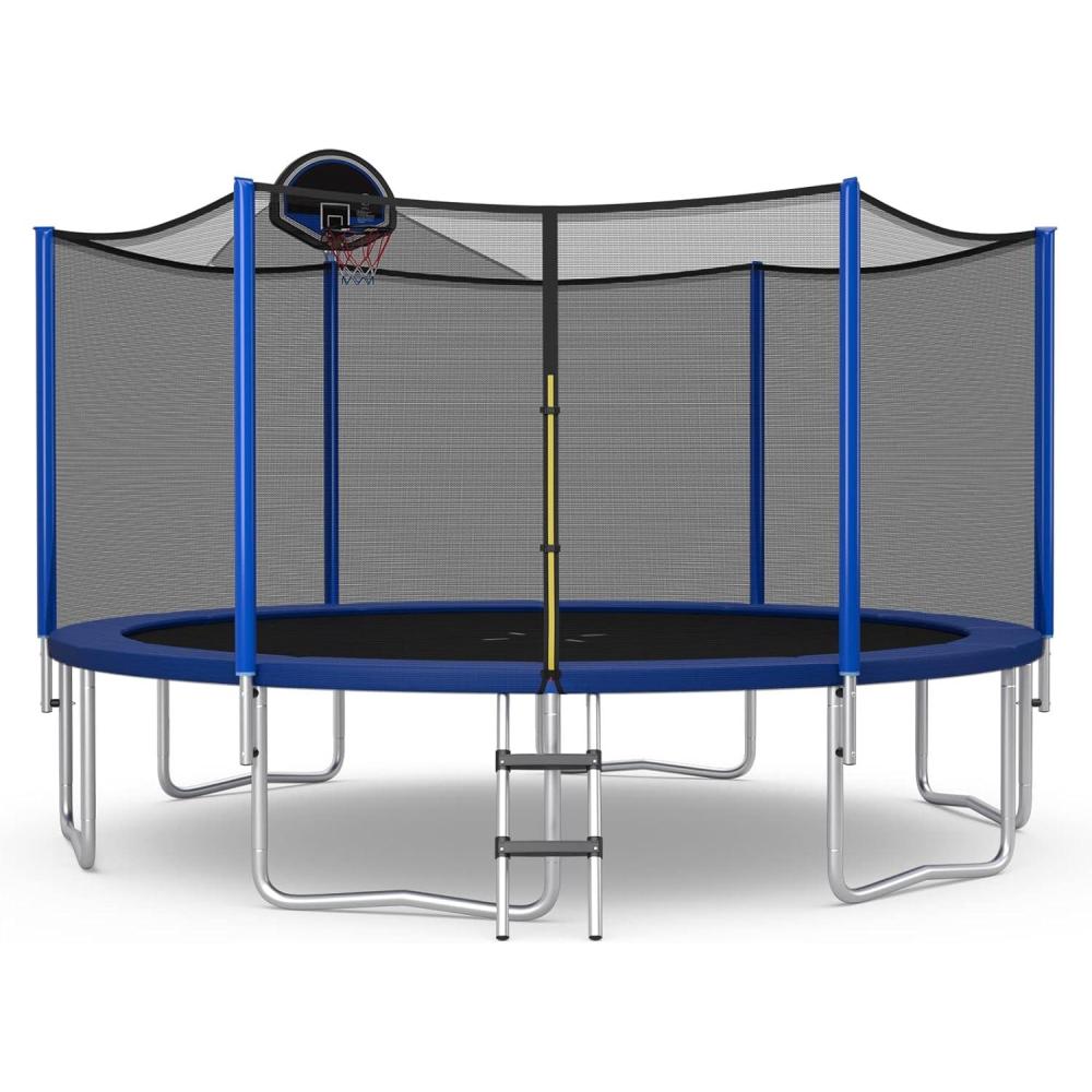 imageGoplus Outdoor Trampolines 12FT 14FT 15FT 16FT ASTM Approved Trampoline wBasketball Hoop Enclosure Net Safety Pad NonSlip Ladder Recreational Trampoline for Kids and Adults15 FT