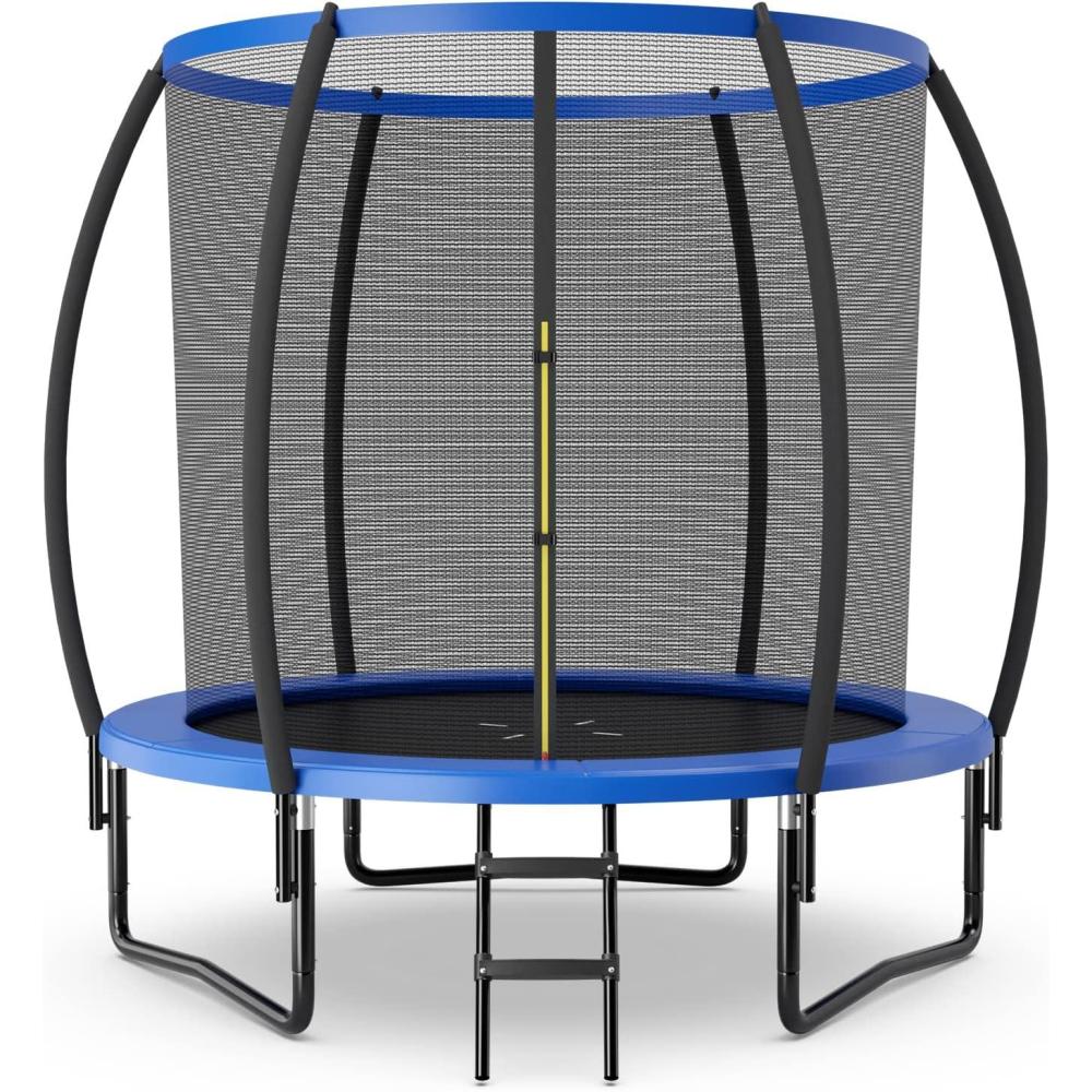 imageGoplus Outdoor Trampolines 8FT 10FT 12FT 400LBS Bearing Recreational Trampolines with Enclosure Net NonSlip Ladder Hotdip Galvanized Technology ASTM Approved Trampoline for Kids AdultsNavy8 FT