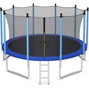 imageGoplus Kids Trampoline 8FT 10FT 12FT 14FT 15FT 16FT ASTM Approved Recreational Outdoor Trampolines WEnclosure Net Ladder Big Trampoline for Backyard Kids AdultsInternalNet15FT