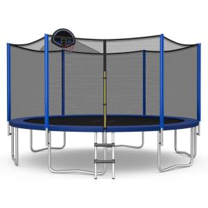 imageGoplus Outdoor Trampolines 12FT 14FT 15FT 16FT ASTM Approved Trampoline wBasketball Hoop Enclosure Net Safety Pad NonSlip Ladder Recreational Trampoline for Kids and Adults15 FT