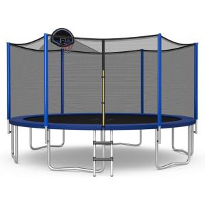 imageGoplus Outdoor Trampolines 12FT 14FT 15FT 16FT ASTM Approved Trampoline wBasketball Hoop Enclosure Net Safety Pad NonSlip Ladder Recreational Trampoline for Kids and Adults14 FT