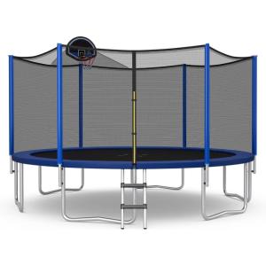 imageGoplus Outdoor Trampolines 12FT 14FT 15FT 16FT ASTM Approved Trampoline wBasketball Hoop Enclosure Net Safety Pad NonSlip Ladder Recreational Trampoline for Kids and Adults12 FT