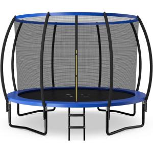 imageGoplus Outdoor Trampolines 8FT 10FT 12FT 400LBS Bearing Recreational Trampolines with Enclosure Net NonSlip Ladder Hotdip Galvanized Technology ASTM Approved Trampoline for Kids AdultsNavy12 FT