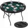 imageGoplus 48quot Poker Table Foldable 8 Player Round Casino Leisure Texas Holdem Game Table with Metal Legs 8 Cup Holders Indoor Folding Card Gaming Table for Blackjack ampamp Club Family Games GreenGreen