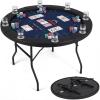 imageGoplus 48quot Poker Table Foldable 8 Player Round Casino Leisure Texas Holdem Game Table with Metal Legs 8 Cup Holders Indoor Folding Card Gaming Table for Blackjack ampamp Club Family Games GreenBlue
