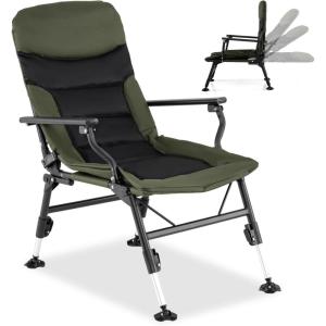 imageGoplus Oversized Foldable Fishing Chair for Adults Heavy Duty AllTerrain Camping Chair with Padded HighBack Armrest Adjustable Feet Portable Recliner for Outdoor Patio Beach Garden1