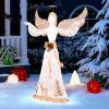 imageGoplus 5FT Lighted Christmas Angel Decoration Prelit 3D Glittered Angel with 100 Warm White Lights Halo Bow Ground Stakes Zip Ties Indoor Outdoor Winged Holiday Figure for Party Home