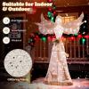 imageGoplus 5FT Lighted Christmas Angel Decoration Prelit 3D Glittered Angel with 100 Warm White Lights Halo Bow Ground Stakes Zip Ties Indoor Outdoor Winged Holiday Figure for Party Home