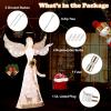 imageGoplus 5FT Lighted Christmas Angel Decoration Prelit 3D Glittered Angel with 100 Warm White Lights Halo Bow Ground Stakes Zip Ties Indoor Outdoor Winged Holiday Figure for Party Home
