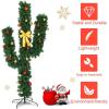 imageGoplus 6 FT PreLit Artificial Cactus Christmas Tree with LED Lights and Ball Ornaments Perfect Holiday Decoration Indoor Xmas Tree6 feet