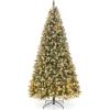 imageGoplus 7ft Prelit Artificial Christmas Tree Hinged Fir Pencil Christmas Tree with 350 LED Lights Perfect Xmas Decoration for Indoor and OutdoorGreen With Pine Cones