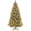 imageGoplus 7ft Prelit Artificial Christmas Tree Hinged Fir Pencil Christmas Tree with 350 LED Lights Perfect Xmas Decoration for Indoor and OutdoorGreen With Pine Cones